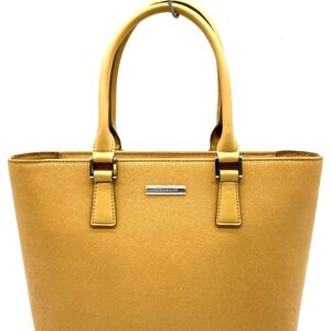 Auth Burberry Saffiano Beige Leather Tote Bag